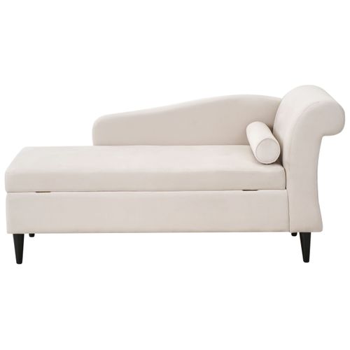 Méridienne Côté Droit Luiro Velours Beige Avec Rangement