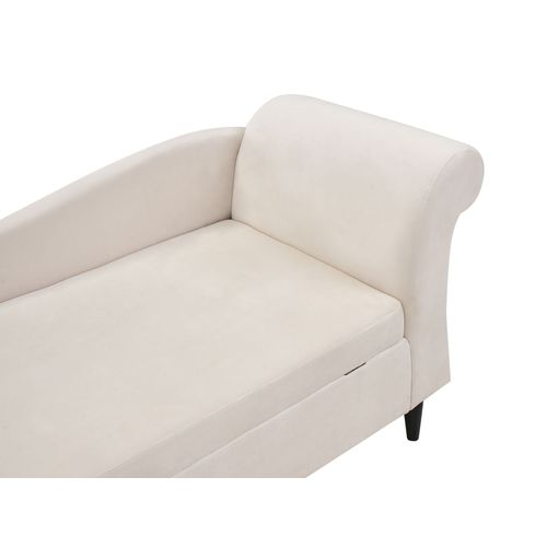 Méridienne Côté Droit Luiro Velours Beige Avec Rangement