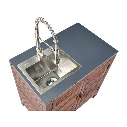 Meuble De Cuisine D'extérieur Avec Évier Brucoli Acacia Marron/argenté