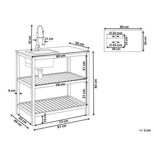 Ilot De Cuisine Extérieure Avec Évier Brucoli Acacia Marron/noir