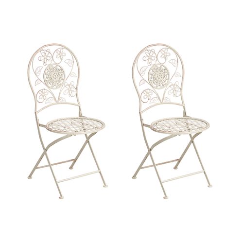 Lot De 2 Chaises De Jardin Yaviza  Pliant Métal Beige Clair