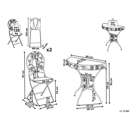 Ensemble Pour Bistro Yaviza Métal Beige Clair