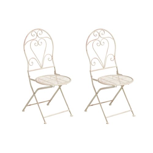 Lot De 2 Chaises De Jardin Folelli  Pliant Métal Beige Clair