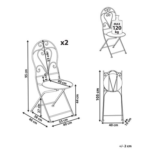 Lot De 2 Chaises De Jardin Folelli  Pliant Métal Beige Clair