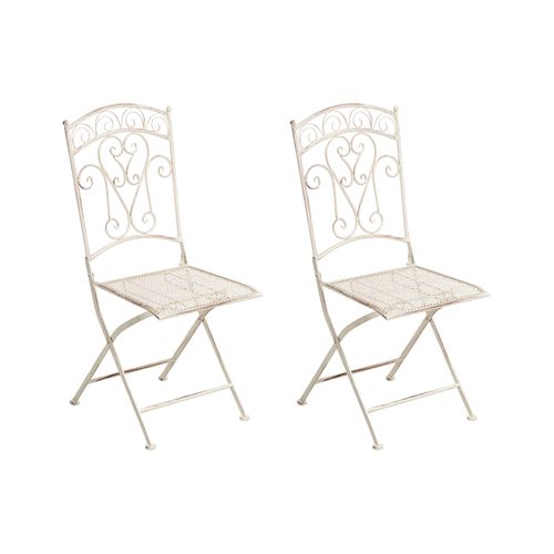 Lot De 2 Chaises De Jardin Juina Pliant Métal Beige Clair