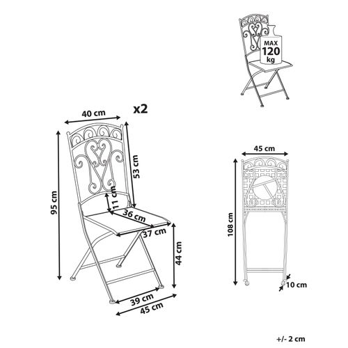 Lot De 2 Chaises De Jardin Juina Pliant Métal Beige Clair