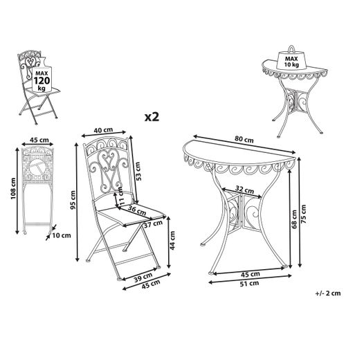 Ensemble Pour Bistro Juina Métal Beige Clair