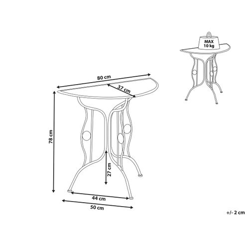 Table Bistrot Coggia 80 Cm 37 Cm Métal Beige Clair