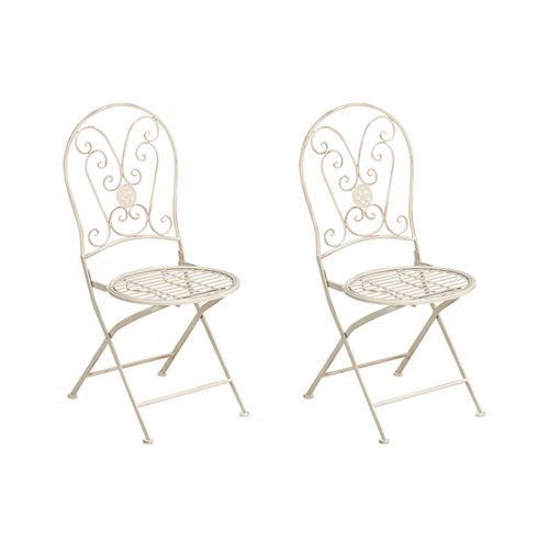 Lot De 2 Chaises De Jardin Coggia Pliant Métal Beige Clair