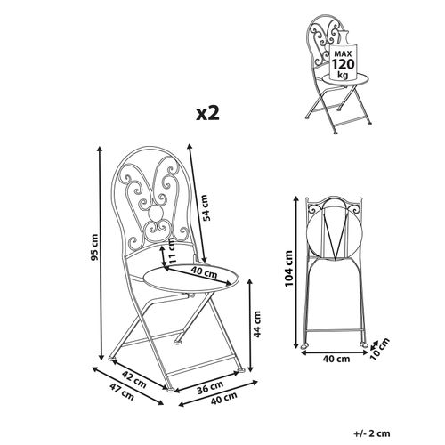 Lot De 2 Chaises De Jardin Coggia Pliant Métal Beige Clair