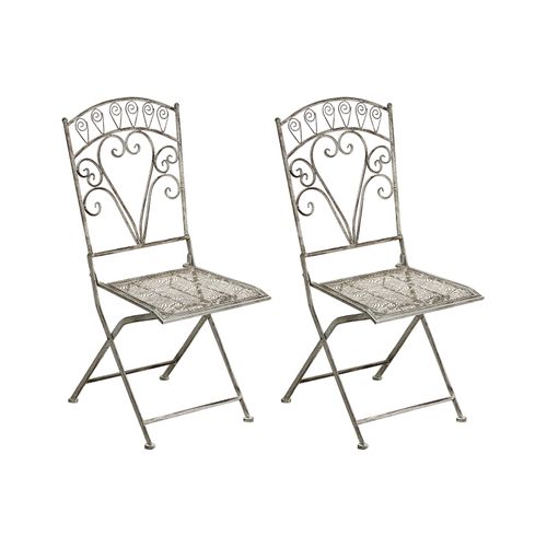 Lot De 2 Chaises De Jardin Nurra Pliant Métal Gris
