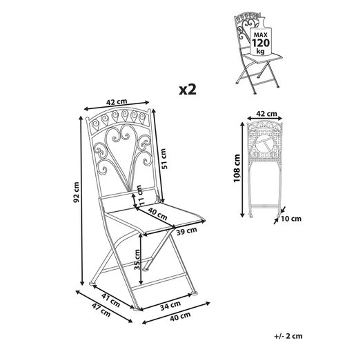 Lot De 2 Chaises De Jardin Nurra Pliant Métal Gris