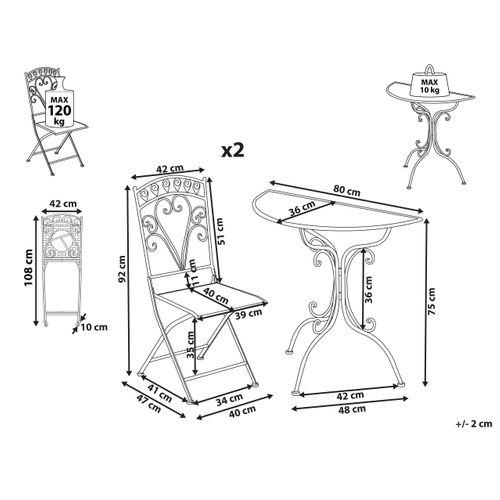 Ensemble Pour Bistro Nurra Métal Gris