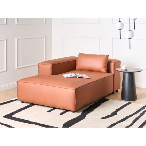 Chaise Longue Côté Droit Brande Cuir Pu Marron Doré