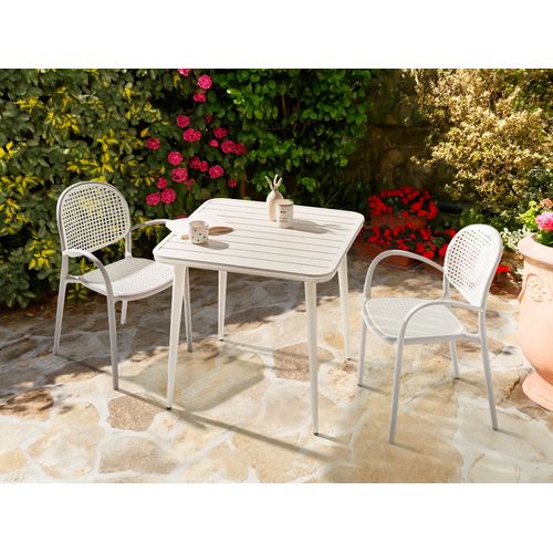 Table De Salle à Manger De Jardin Naturno 80 Cm 80 Cm Métal Beige Clair