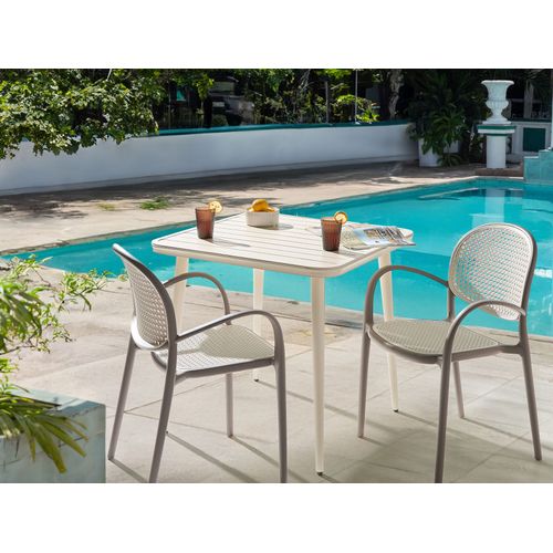 Table De Salle à Manger De Jardin Naturno 80 Cm 80 Cm Métal Beige Clair