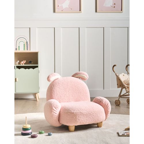 Fauteuil Pour Enfants Lapin Kanna Bouclé Rose Pastel