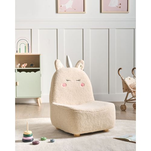 Fauteuil Pour Enfants Licorne Lulea Bouclé Beige Clair