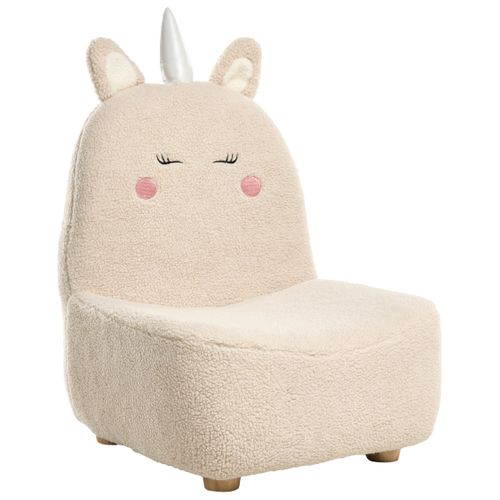 Fauteuil Pour Enfants Licorne Lulea Bouclé Beige Clair