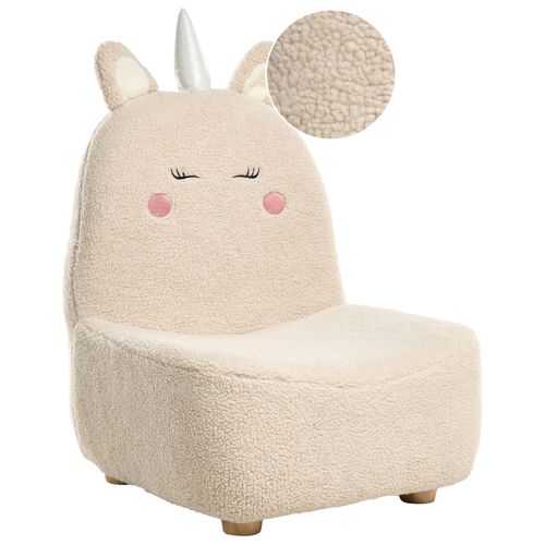Fauteuil Pour Enfants Licorne Lulea Bouclé Beige Clair