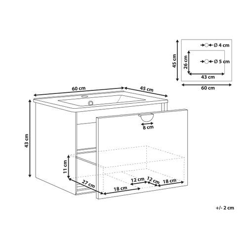 Meuble-lavabo Mural Avec Vasque Bonaire Noir