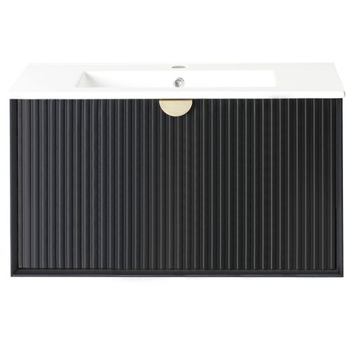 Meuble-lavabo Mural Avec Vasque Bonaire Noir