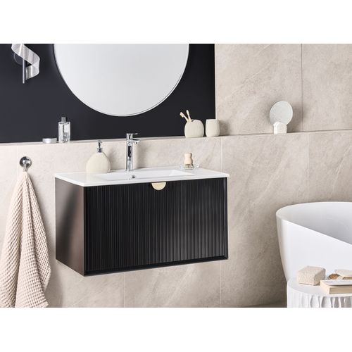 Meuble-lavabo Mural Avec Vasque Bonaire Noir