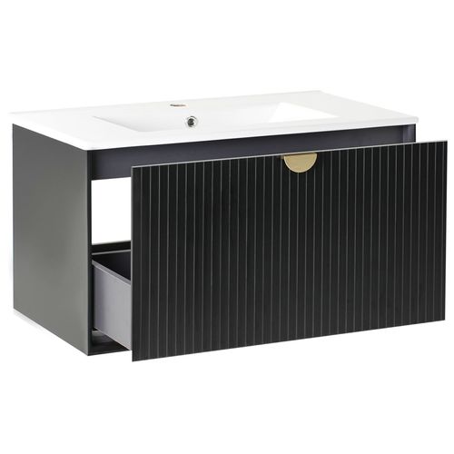 Meuble-lavabo Mural Avec Vasque Bonaire Noir