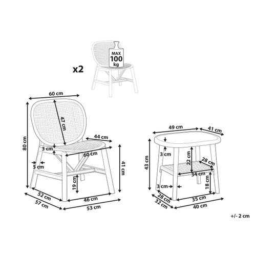 Ensemble Pour Bistro Sicelle Blanc Cassé