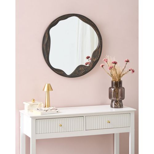 Miroir Langon 60 Cm 60 Cm Bois De Pin Marron Foncé