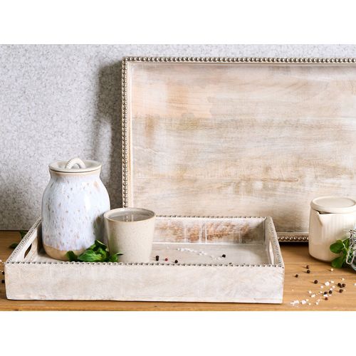 Lot De 2 Plateaux De Service Quena Bois De Manguier Marron Clair