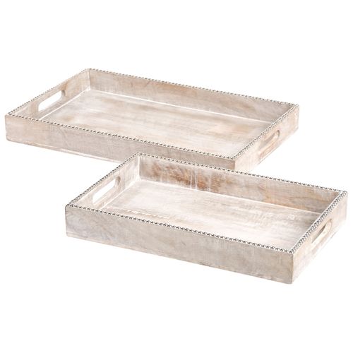 Lot De 2 Plateaux De Service Quena Bois De Manguier Marron Clair