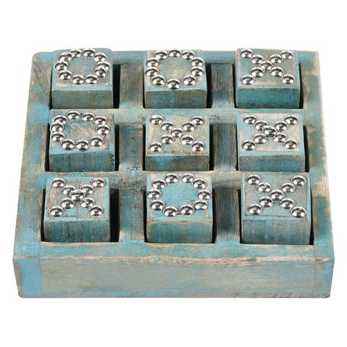 Jeu Du Morpion Kina Bois De Manguier Bleu