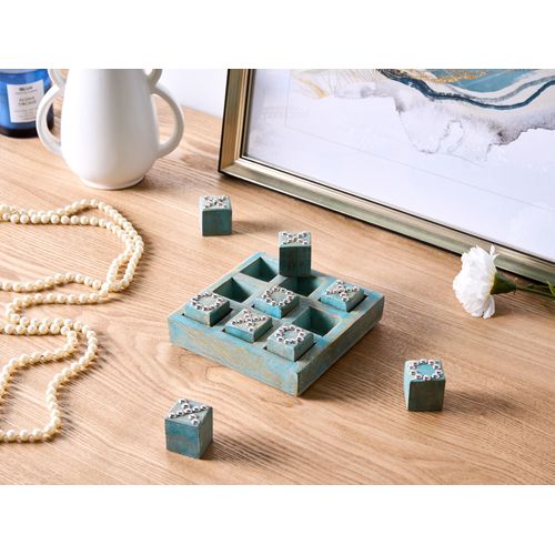 Jeu Du Morpion Kina Bois De Manguier Bleu