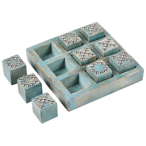 Jeu Du Morpion Kina Bois De Manguier Bleu