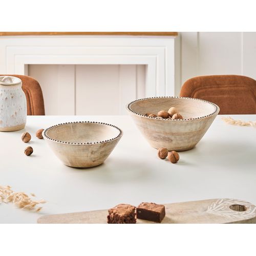 Lot De 2 Bols Décoratifs Luxor Bois De Manguier Marron Clair