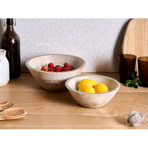 Lot De 2 Bols Décoratifs Luxor Bois De Manguier Marron Clair