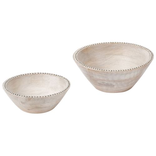 Lot De 2 Bols Décoratifs Luxor Bois De Manguier Marron Clair