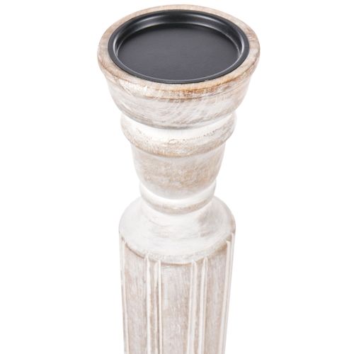 Lot De 2 Bougeoirs Darwa Bois De Manguier 30/40 Cm Marron Clair