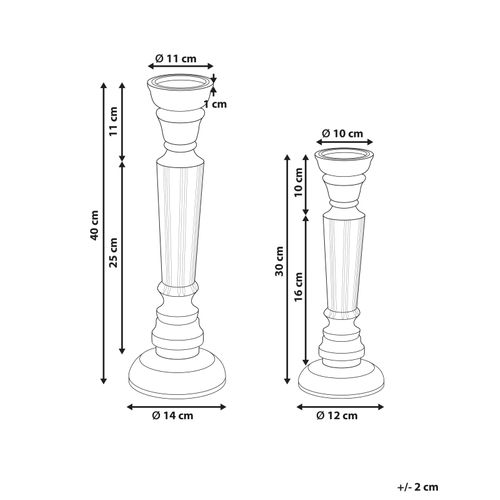Lot De 2 Bougeoirs Darwa Bois De Manguier 30/40 Cm Marron Clair