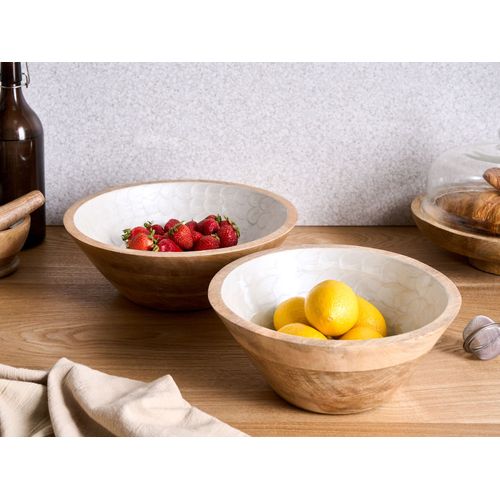 Lot De 2 Bols Décoratifs Arish Bois De Manguier Marron/blanc