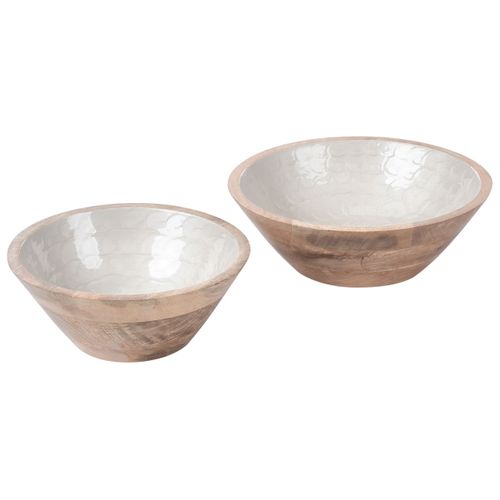 Lot De 2 Bols Décoratifs Arish Bois De Manguier Marron/blanc