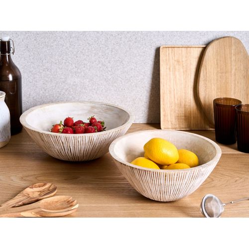 Lot De 2 Bols Décoratifs Siwa Bois De Manguier Marron Clair