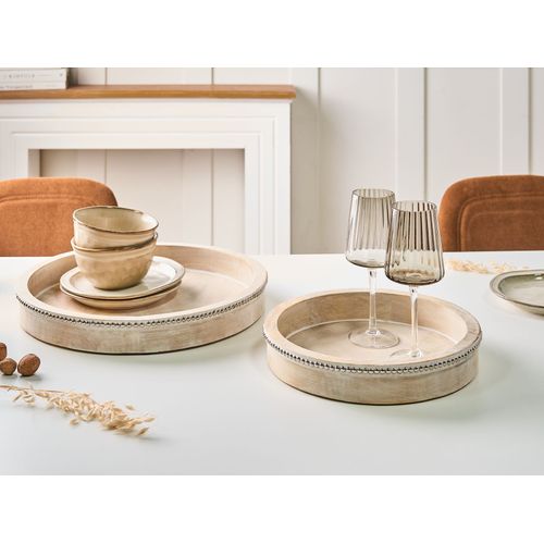 Lot De 2 Plateaux De Service Mansoura Bois De Manguier Marron Clair