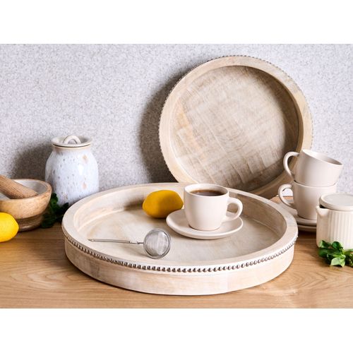 Lot De 2 Plateaux De Service Mansoura Bois De Manguier Marron Clair