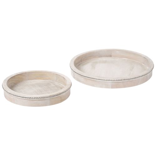 Lot De 2 Plateaux De Service Mansoura Bois De Manguier Marron Clair