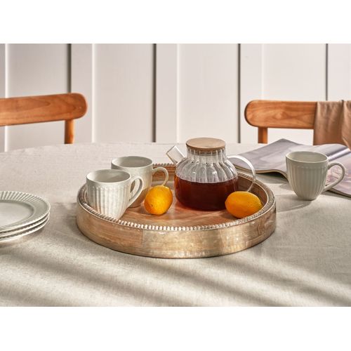 Plateau De Service Damanhur Bois De Manguier Marron Clair