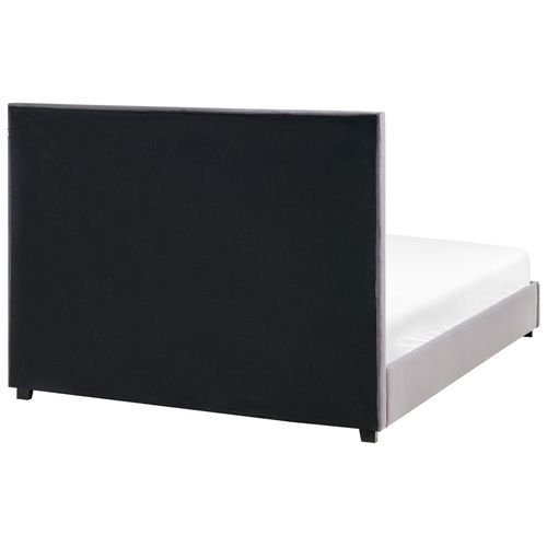 Lit Avec Sommier Velours Rouen 140 X 200 Cm Gris Foncé