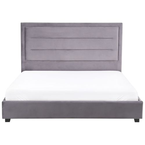 Lit à Eau Velours Rouen 160 X 200 Cm Gris Foncé