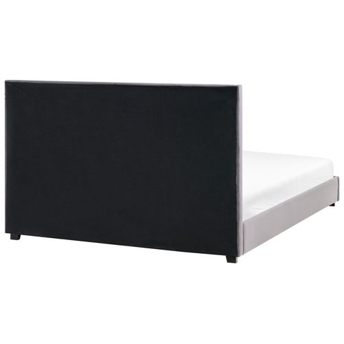 Lit Avec Sommier Velours Rouen 180 X 200 Cm Gris Foncé